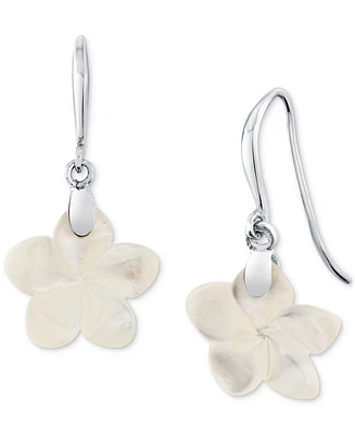 Mother-of-Pearl (15mm) Flower Drop Earrings in Sterling Silver