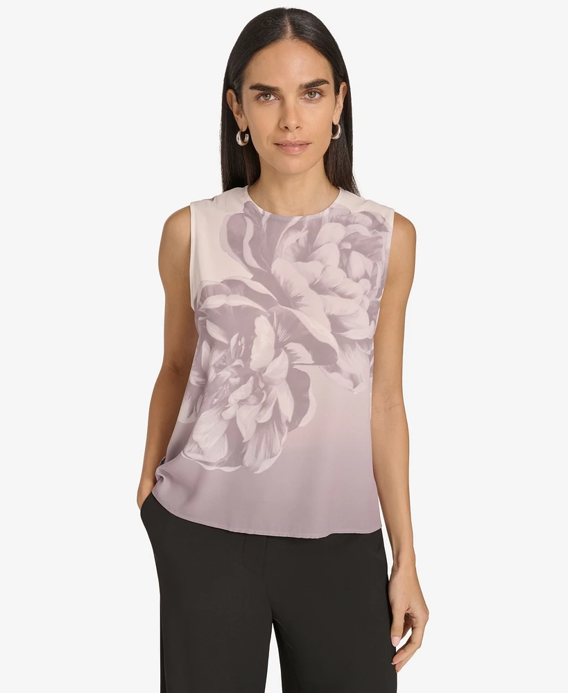 Calvin Klein Petite Floral-Print Sleeveless Top
