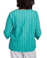 Alfred Dunner Petite Nantucket Spliced 3/4-Sleeve Top