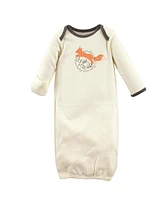Touched by Nature Baby Boys Organic Cotton Long-Sleeve Gowns 3pk, Hedgehog, 0-6 Months