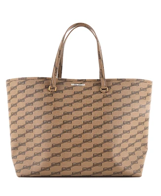 Pre-Owned Balenciaga Large Signature East-West Shopper Tote Bb Monogram Coated Canvas