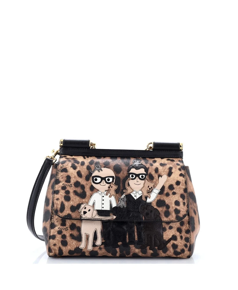 Pre-Owned Dolce & Gabbana Small Family Miss Sicily Bag Patchwork Saffiano Leather