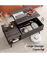 Wlive Lift Top Coffee Table with Storage for Living Room,Small Hidden Compartment and Adjustable Shelf,Mid Century, Modern ,Wood,Grey