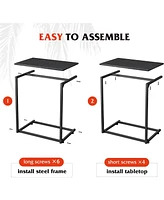 Wlive Side Table, C Shaped Wide End Table for Couch Sofa and Bed, Laptop Table, Tv Tray, 26 Inch Tall, Black
