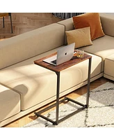 Wlive Wide Snack Side Table, C Shaped End Table for Sofa Couch and Bed, Laptop Table, Work from Home, 26 Inch Tall