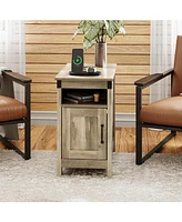 Wlive End Table with Charging Station, Side Table with Usb Ports and Outlets, Narrow Side Table for Small Spaces, Living Room, Couch
