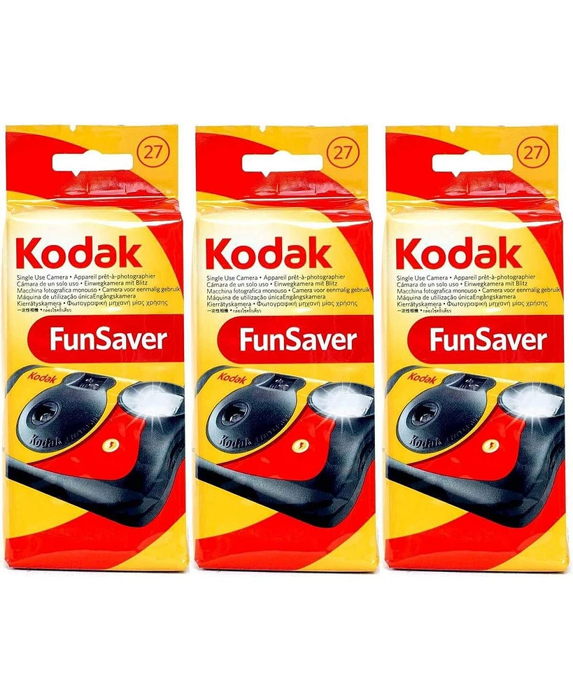 Kodak Fun Saver 35mm One-Time-Use Disposable Camera with Flash, 27 Exposures, 3-Pack