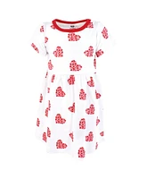 Hudson Baby Girls Cotton Dresses, Valentine Hearts, 9-12 Months