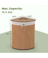 Bamboo Laundry Hamper Basket with Lid and Removable Liner Bag