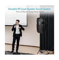 SereneLife 15" Portable Bluetooth Pa Speaker with Dual Wireless Mics, 1600W