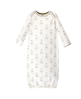 Touched by Nature Baby Boys Organic Cotton Long-Sleeve Gowns 3pk, Farm Friends, 0-6 Months