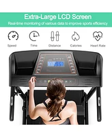 Electric Foldable Treadmill with Lcd Display and Heart Rate Sensor