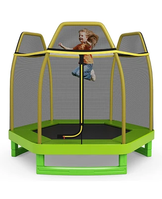 7 Ft Trampoline for Kids, Heavy Duty Steel Frame Small Mini Toddler Trampoline, Great Gifts for Boys Girls, Outdoor Indoor Kids Trampoline with Net, f