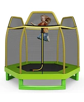 7 Ft Trampoline for Kids, Heavy Duty Steel Frame Small Mini Toddler Trampoline, Great Gifts for Boys Girls, Outdoor Indoor Kids Trampoline with Net, f