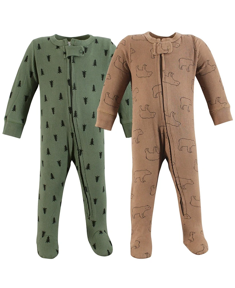 Hudson Baby Boys Thermal Zipper Sleep and Play 2pk