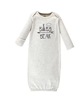 Luvable Friends Baby Boys Cotton Gowns, Bear, Preemie-Newborn