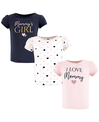 Hudson Baby Girls Short Sleeve T-Shirts Mommy Pink Navy, 18-24 Months