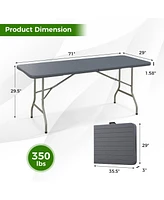 6 ft Portable Folding Table 350 Lbs Fold-in-Half Table with Hdpe Tabletop