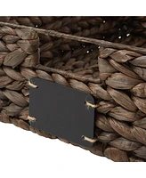 Casafield (Set of 4) Water Hyacinth 12-1/2"x17"x5" Pantry Baskets w/ Chalkboard Labels and Marker - Espresso, Woven Storage Bins for Kitchen Shelves