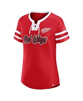 Fanatics Women's Red Detroit Wings Iconic Athena Lace-Up T-Shirt