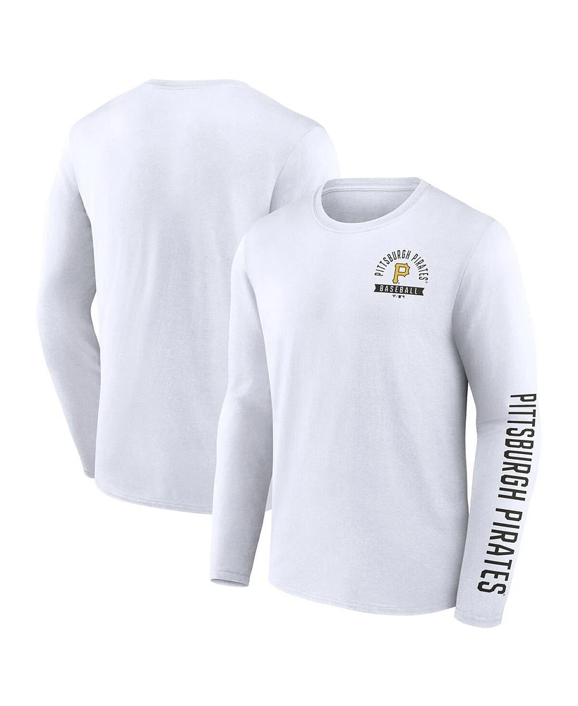 Fanatics Men's White Pittsburgh Pirates Press Box Long Sleeve T-Shirt
