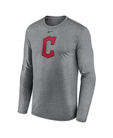 Nike Men's Heather Gray Cleveland Guardians Logo Legend Long Sleeve T-Shirt