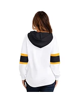 G-iii 4Her by Carl Banks Women's White Boston Bruins Goal Zone Long Sleeve Lace-Up Hoodie T-Shirt
