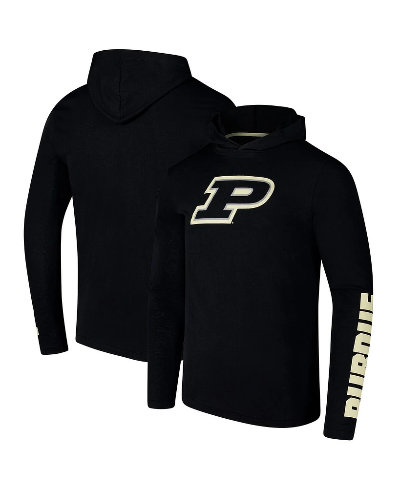Colosseum Men's Black Purdue Boilermakers Logo Lockup Active Blend Long Sleeve T-Shirt Hoodie