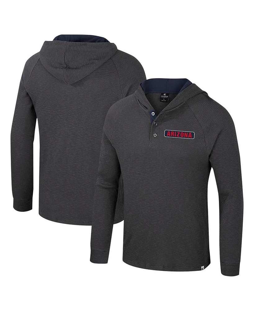 Colosseum Men's Charcoal Arizona Wildcats DuJour Raglan Long Sleeve Henley Hoodie T-Shirt