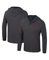 Colosseum Men's Charcoal Arizona Wildcats DuJour Raglan Long Sleeve Henley Hoodie T-Shirt
