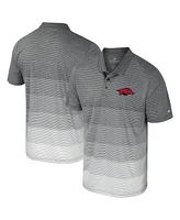 Colosseum Men's Gray Arkansas Razorbacks Striped Mesh Polo Shirt