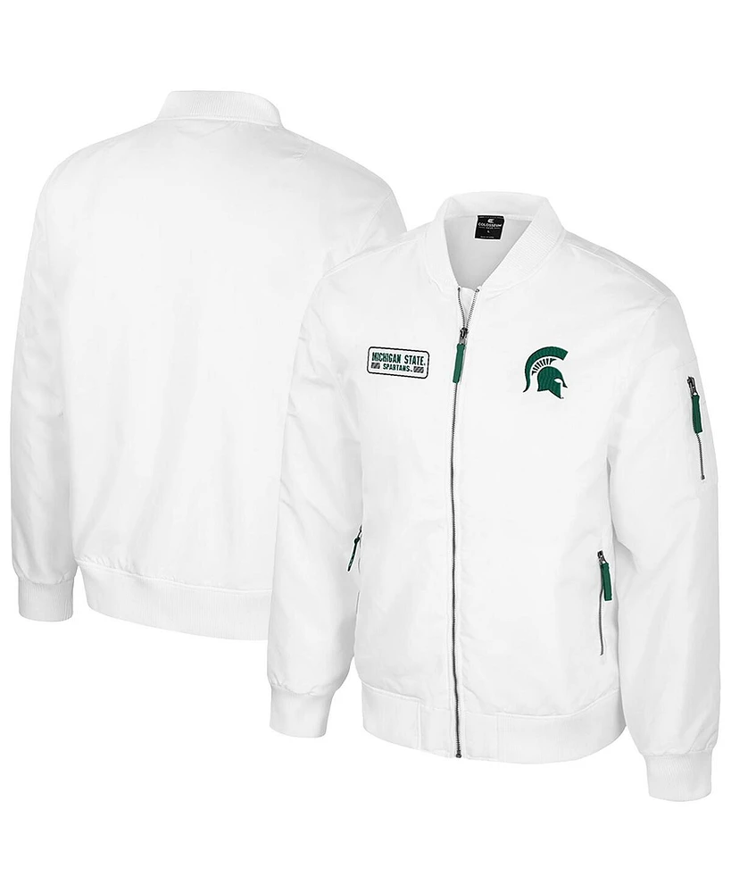 Colosseum Men's Michigan State Spartans White Rabbit Full-Zip Bomber Jacket