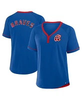Fanatics Women's Royal Atlanta Braves Cooperstown Collection League Diva Raglan V-Neck T-Shirt