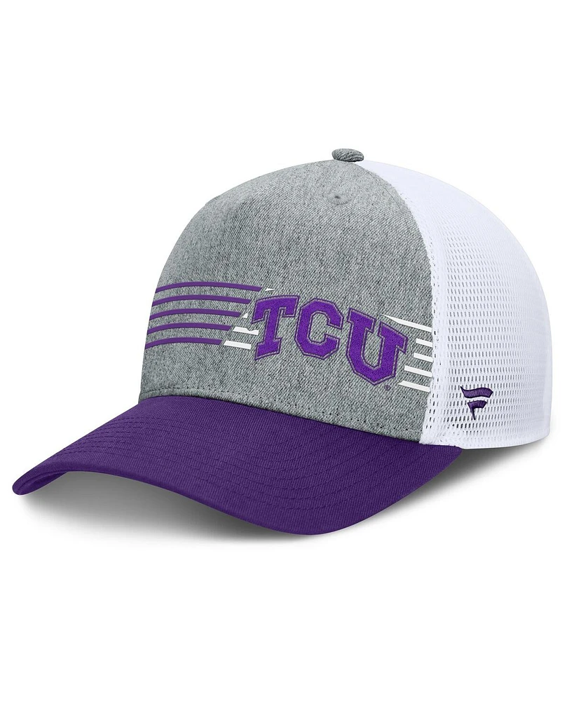 Fanatics Men's Heather Gray/Purple Tcu Horned Frogs Profile Trucker Adjustable Hat