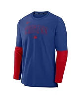 Nike Men's Royal/Red Chicago Cubs Authentic Collection Lightweight Player Tri-Blend Performance Pullover Sweatshirt