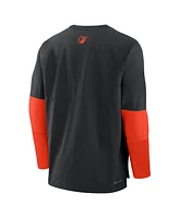 Nike Men's Black/Orange Baltimore Orioles Authentic Collection Lightweight Player Tri-Blend Performance Pullover Sweatshirt