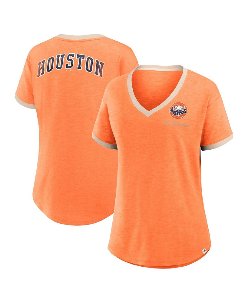 Fanatics Women's Orange Houston Astros Binge Worthy Stadium Slub V-Neck T-Shirt