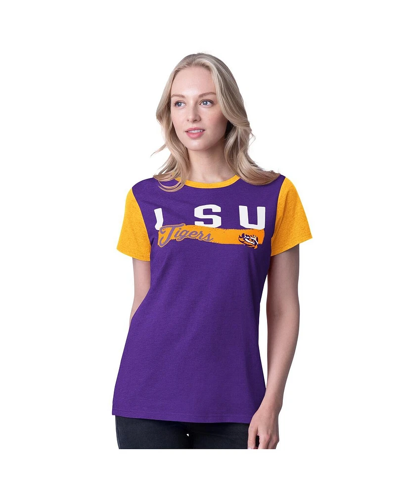 G-iii 4Her by Carl Banks Women's Purple Lsu Tigers Racer Crewneck Ringer T-Shirt