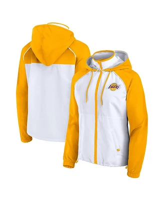 Fanatics Women's White/Gold Los Angeles Lakers Anorak Raglan Full-Zip Hoodie Jacket