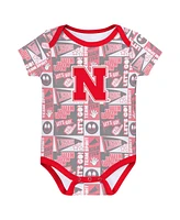 Outerstuff Newborn Scarlet Nebraska Huskers Sunday Comics Bodysuit 3-Pack