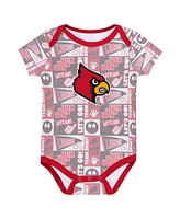 Outerstuff Newborn Red Louisville Cardinals Sunday Comics Bodysuit 3-Pack