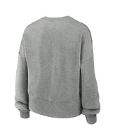 Jordan Women's Heather Gray Michigan Wolverines Essential Fleece Oversized Logo Pullover Sweatshirt
