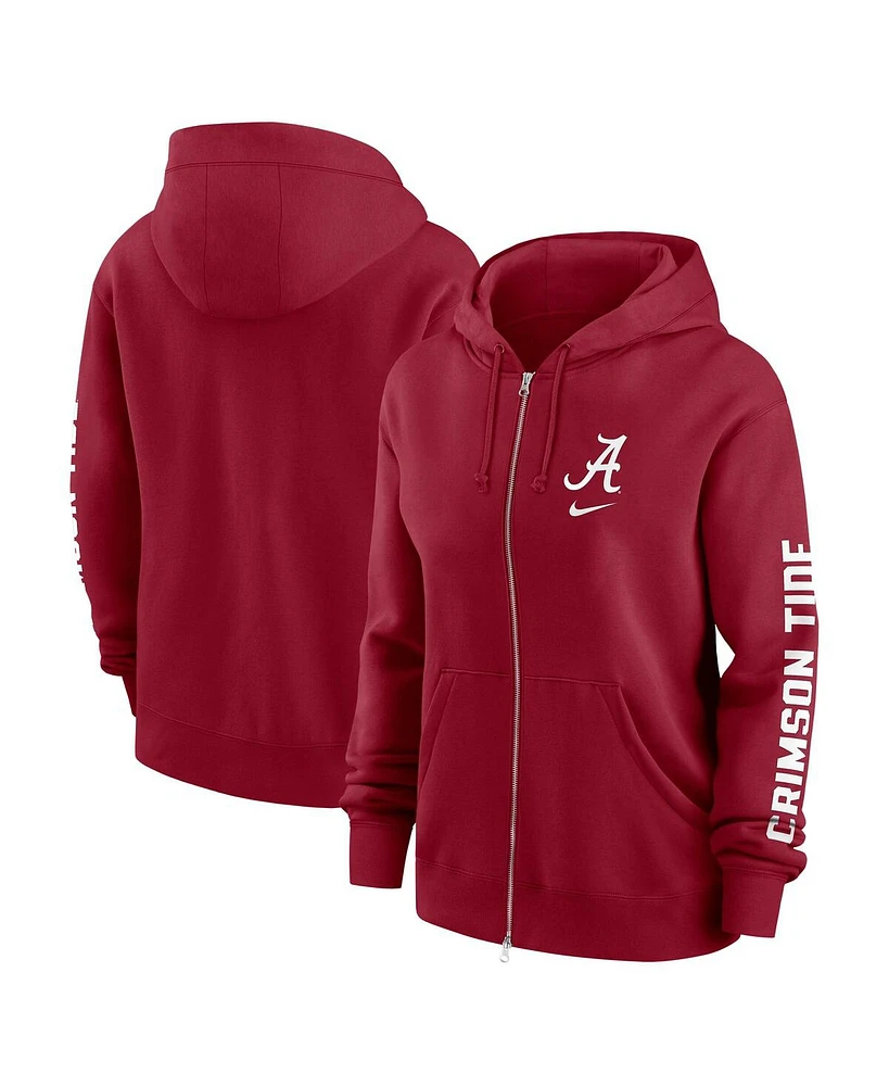 Nike Women's Crimson Alabama Tide Oversize Lockup Phoenix Full-Zip Hoodie Jacket