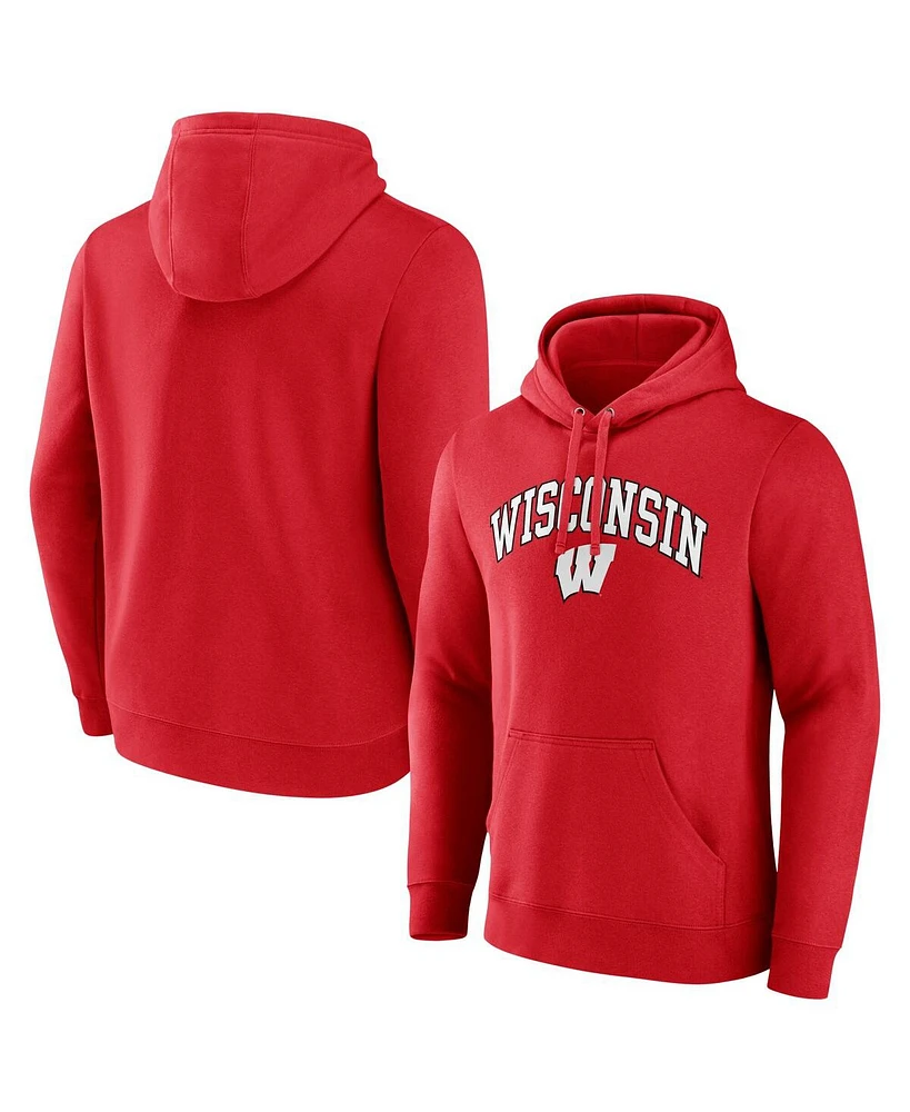 Fanatics Men's Red Wisconsin Badgers Arched Logo Pullover Hoodie