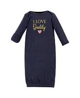 Hudson Baby Baby Girls Hudson Cotton Gowns Daddy Pink Navy, 0-6 Months