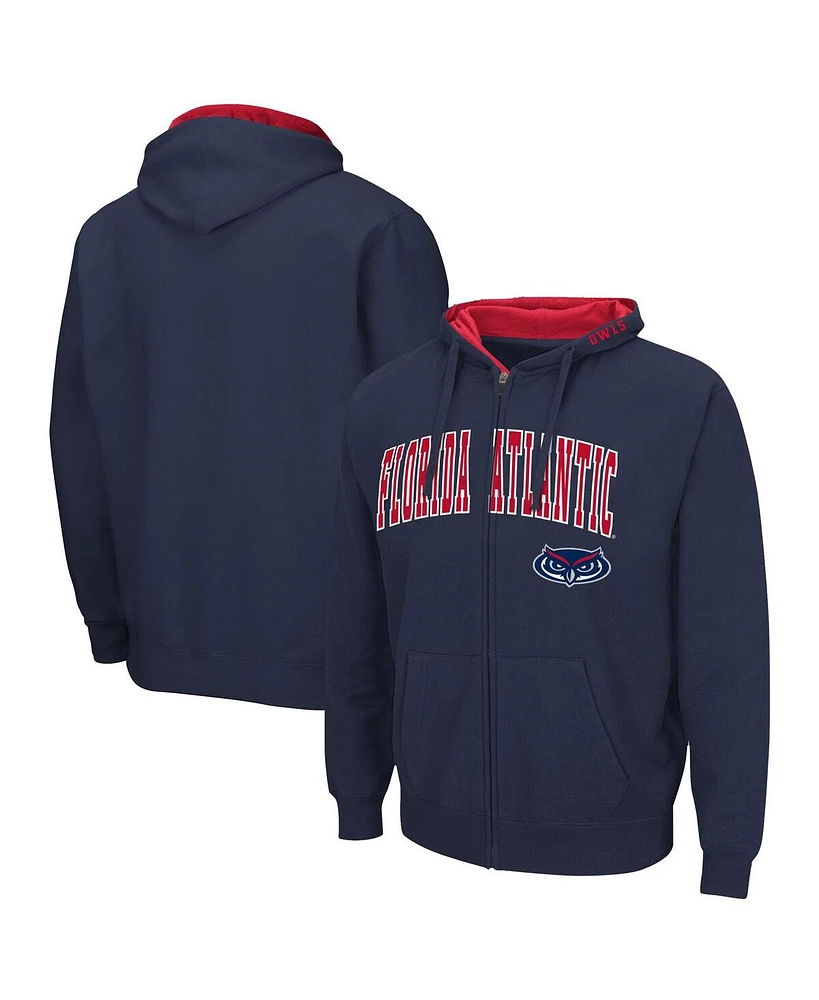 Colosseum Men's Navy Florida Atlantic Owls Arch Logo 3.0 Full-Zip Hoodie