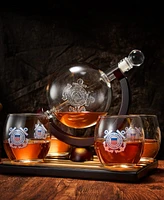 The Wine Savant U.s. Coast Guard Globe Whiskey Decanter Set