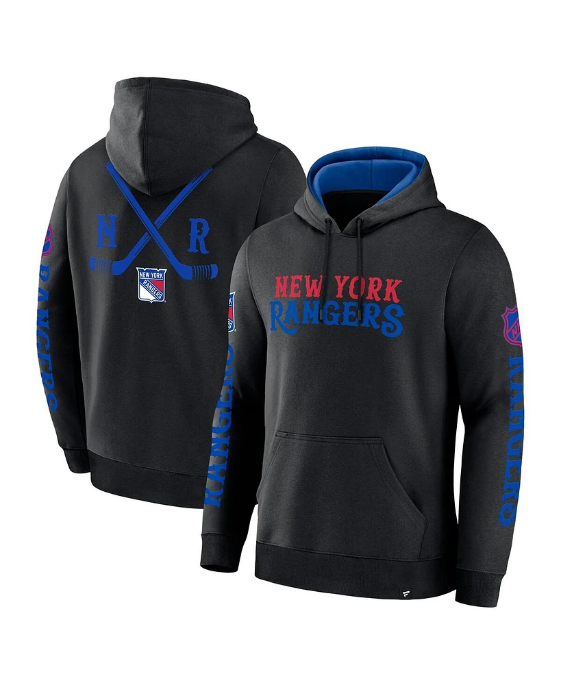 Fanatics Men's Black New York Rangers Big City Legacy Fleece Pullover Hoodie