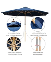 Yescom 13FT Large Outdoor Patio Umbrella UV30+ Wood 8 Rib Pole for Table Beach Yard Garden Wedding Deck Cafe Pool Navy