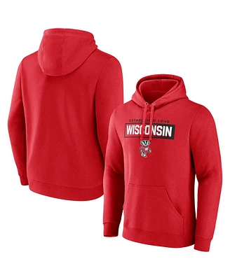 Fanatics Men's Red Wisconsin Badgers Iconic Fleece Down The Field Pullover Hoodie